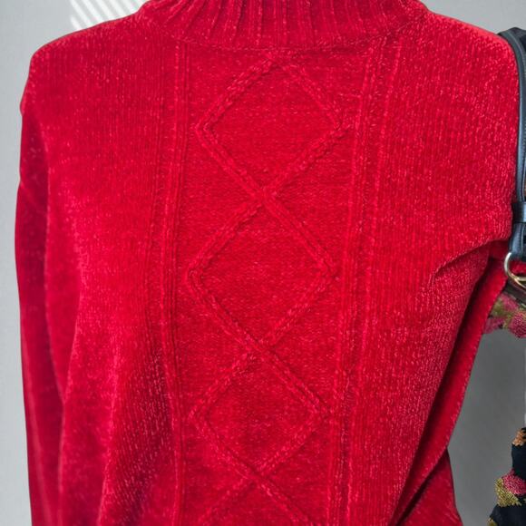 Vintage Sag Harbor Red Mock Neck Sweater - Picture 4 of 5
